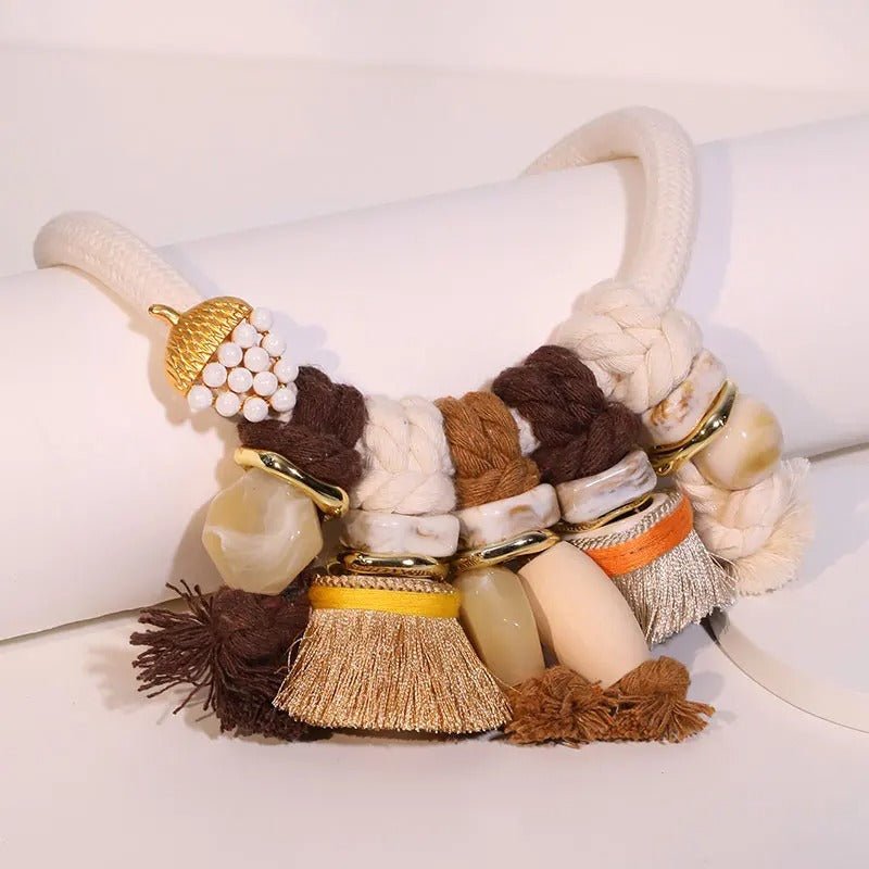 Handmade Chunky Collar Beaded Necklace - Oreela