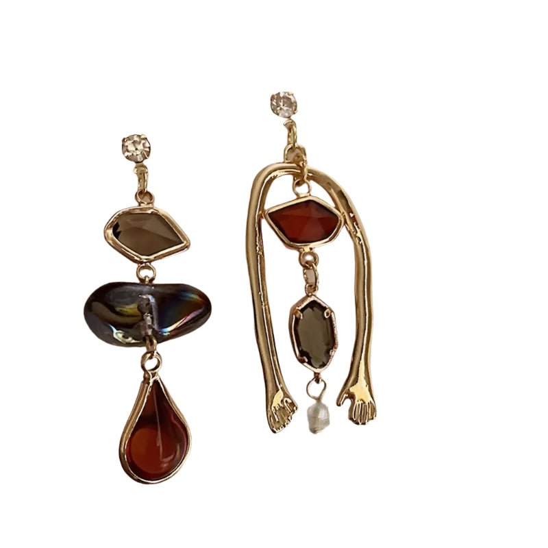 Vintage Asymmetric Drop Earrings - Oreela
