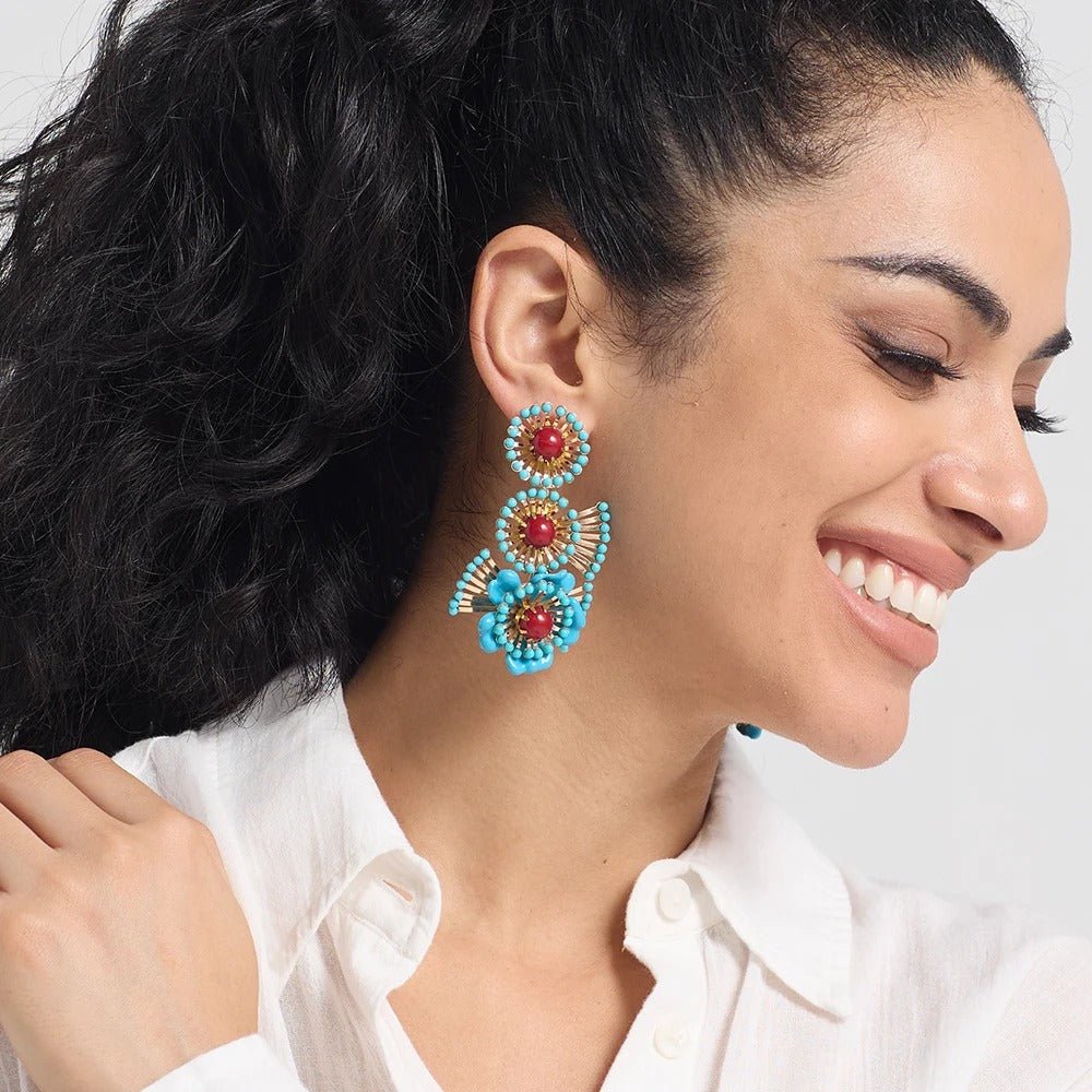 Bohemian Resin Beaded Earrings - Oreela