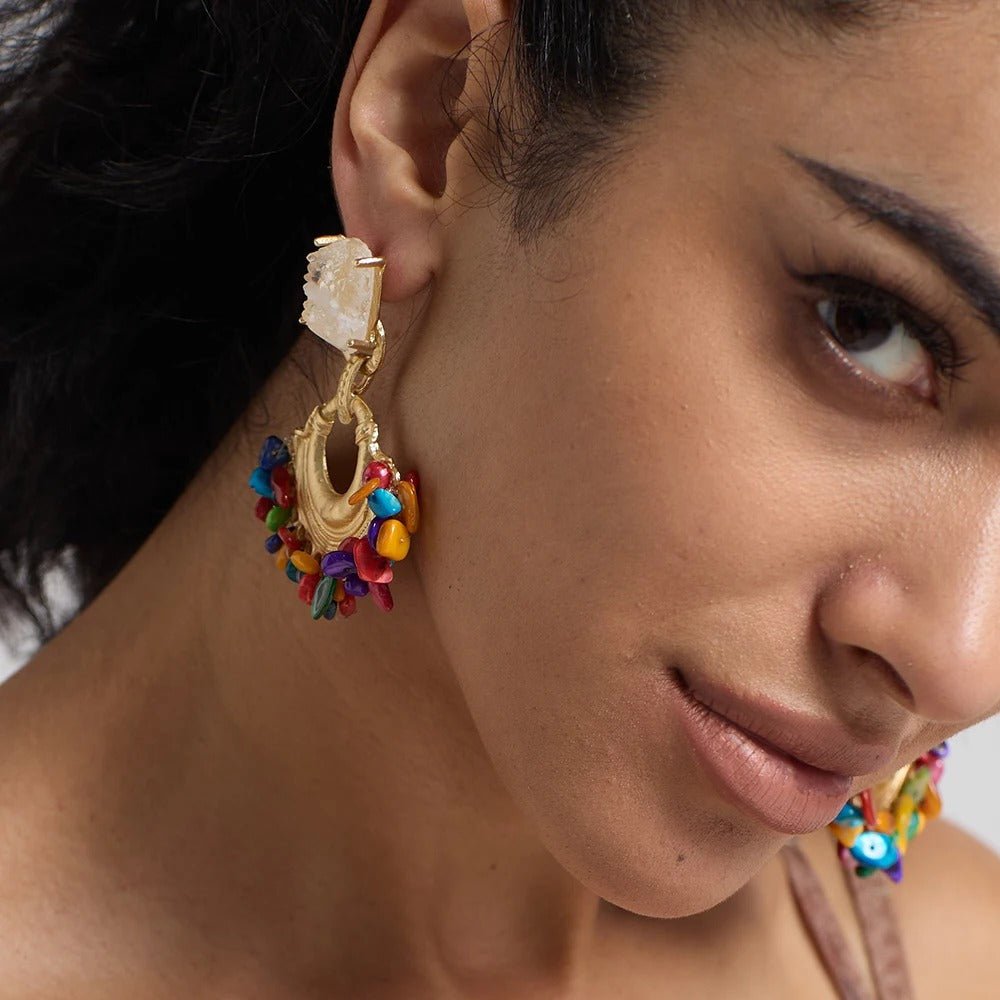 Vintage Rhinestone Drop Earrings - Oreela