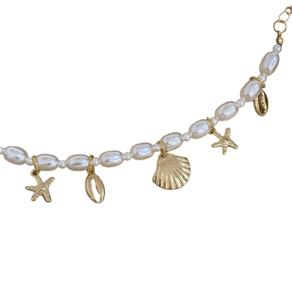 Bohemian Starfish & Shell Pearl Bracelet - Oreela