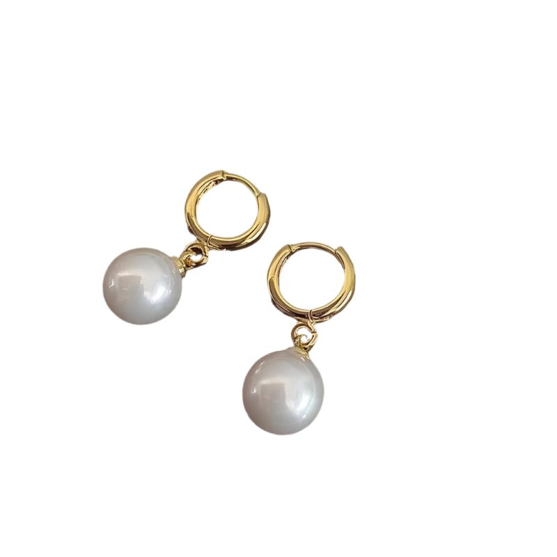Pearl Drop Hoop Earrings - Oreela