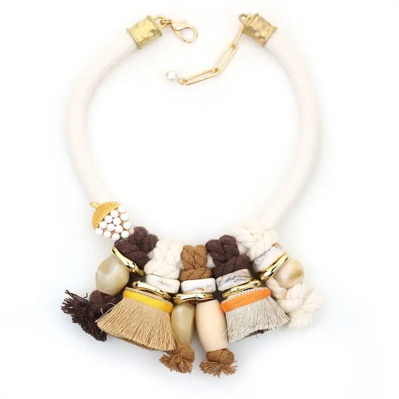 Handmade Chunky Collar Beaded Necklace - Oreela