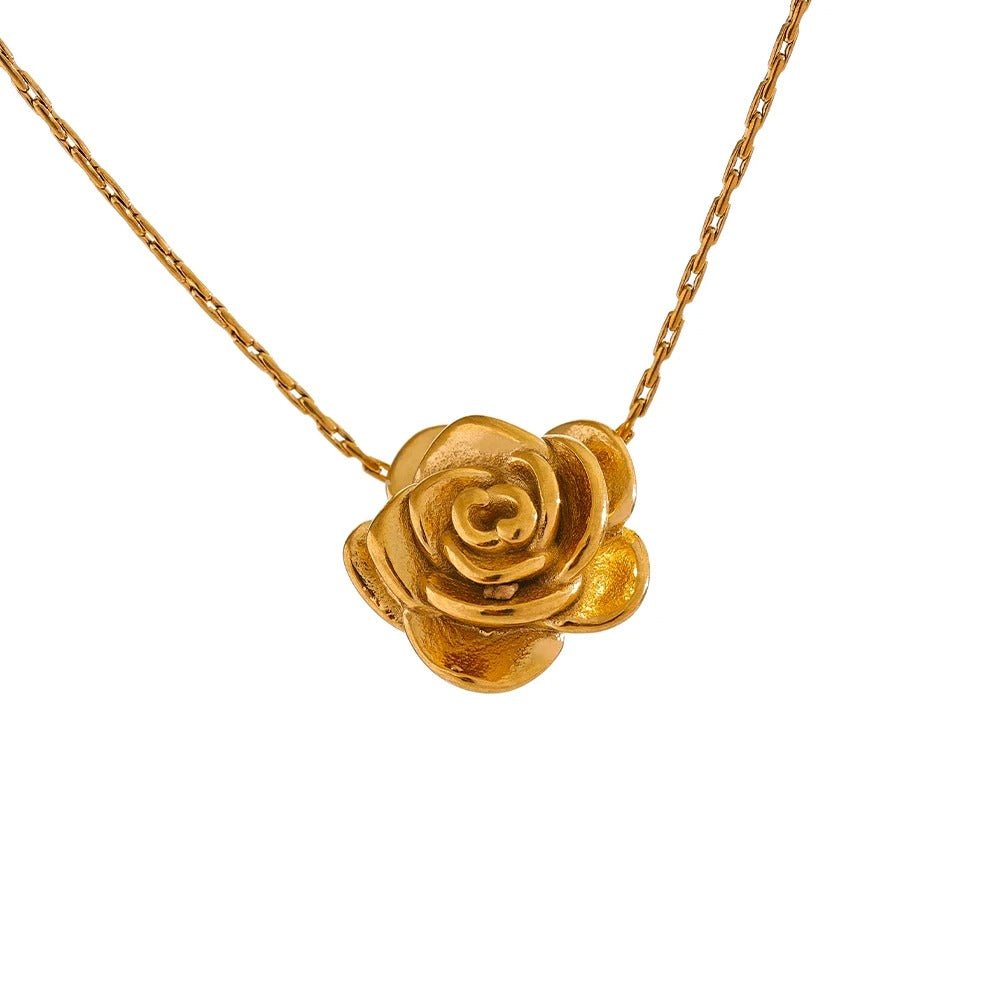 18K Gold Plated Flower Pendant Necklace - Oreela