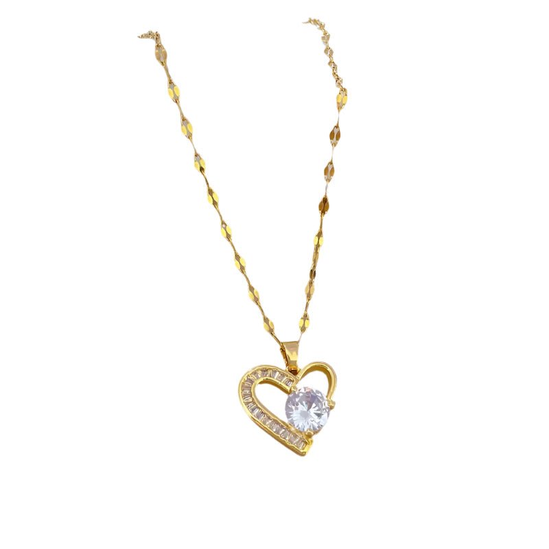 Asymmetrical Heart Pendant Necklace - Oreela