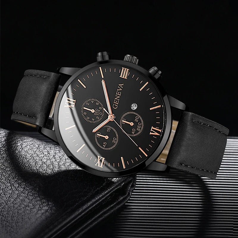 Men’s Leather Band Quartz Watch - Oreela