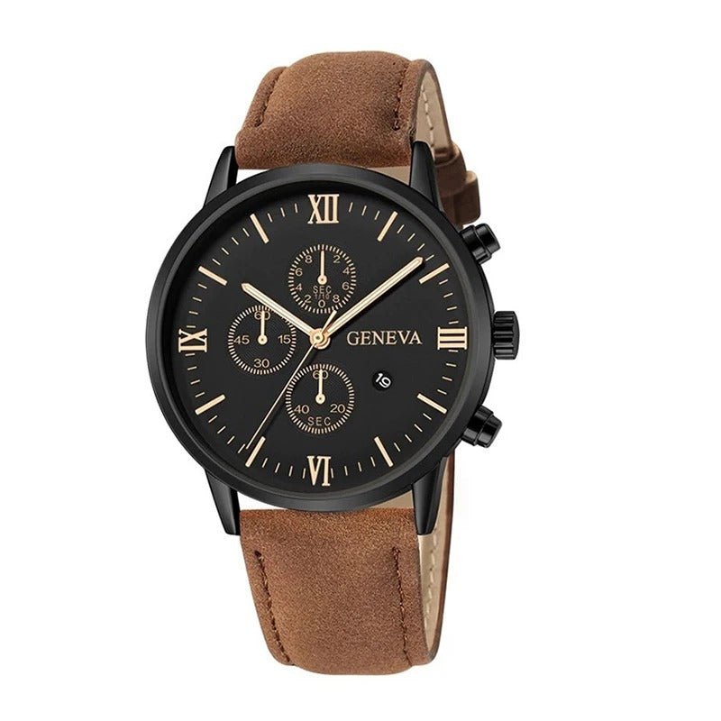 Men’s Leather Band Quartz Watch - Oreela