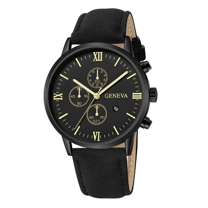 Men’s Leather Band Quartz Watch - Oreela