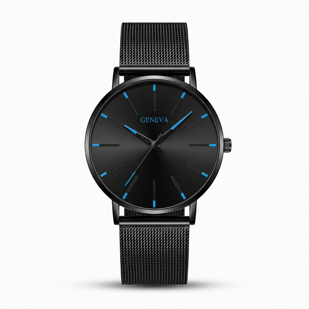 Midnight Black Ultra-Thin Mesh Watch