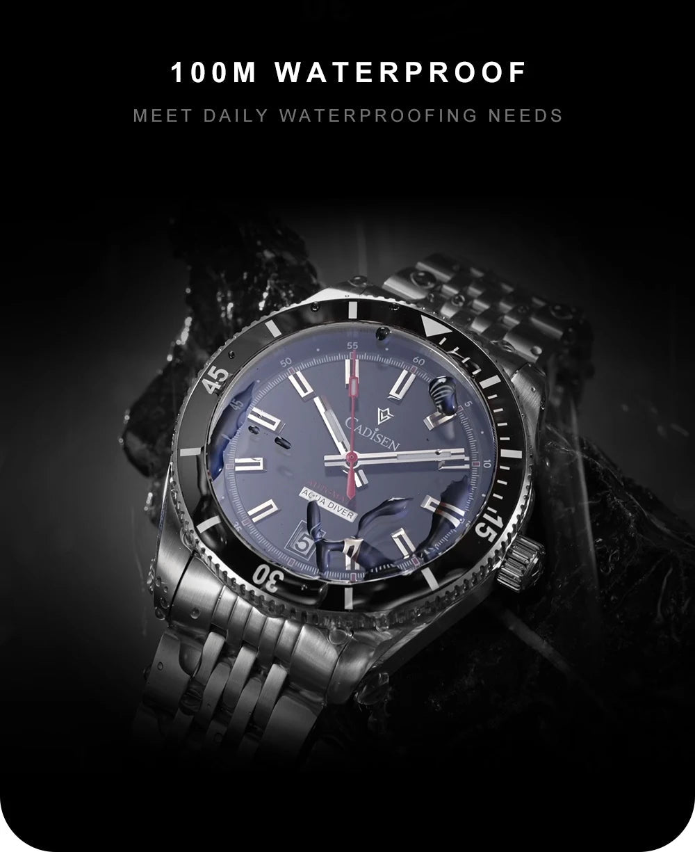 NEW 2025 CADISEN Men's Watch NH35A Ceramic Bezel 10Bar Waterproof - Oreela