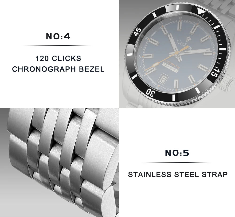 NEW 2025 CADISEN Men's Watch NH35A Ceramic Bezel 10Bar Waterproof - Oreela