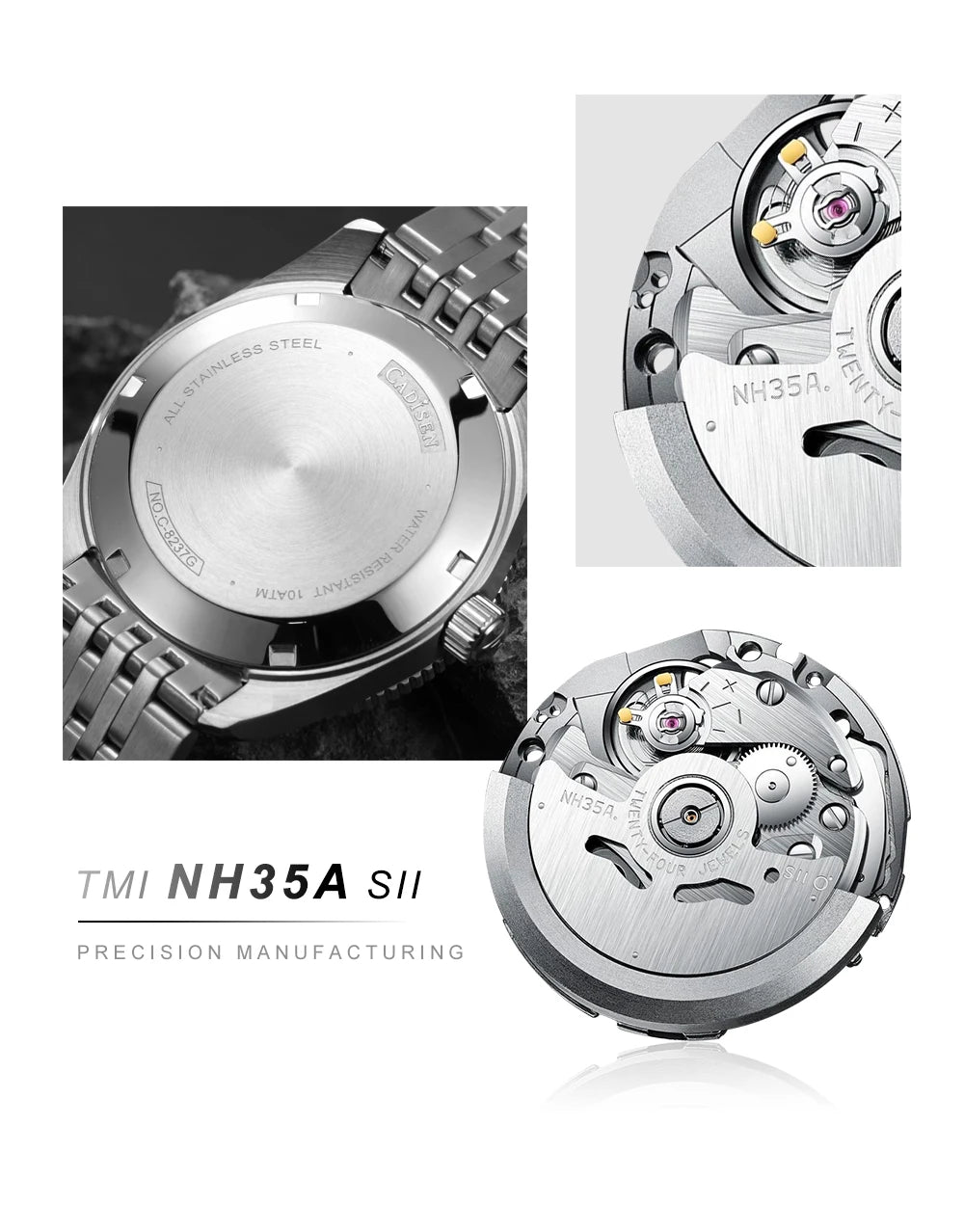 NEW 2025 CADISEN Men's Watch NH35A Ceramic Bezel 10Bar Waterproof - Oreela