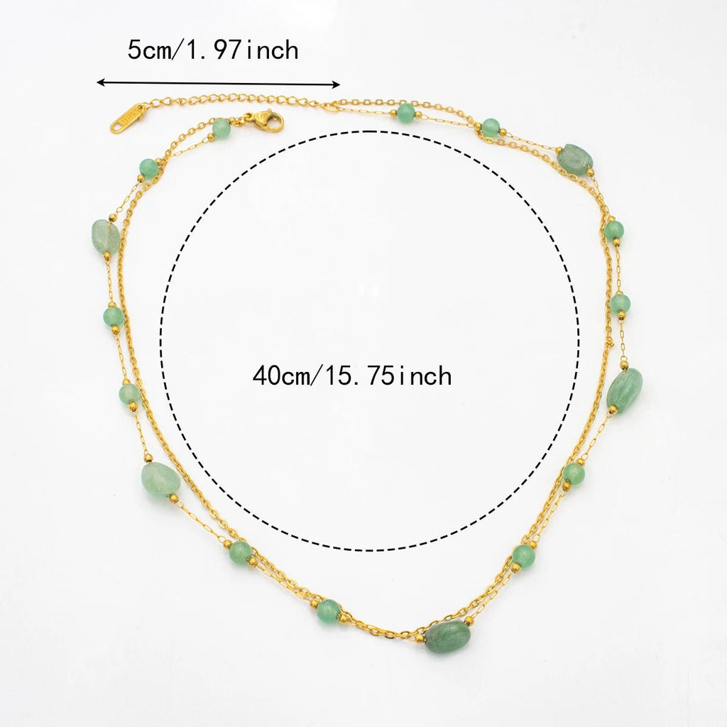 New Natural Stone Bilayer Necklaces, Stainless Steel Short Necklace Women, Luxury Jewelry Accessories Chain - Oreela