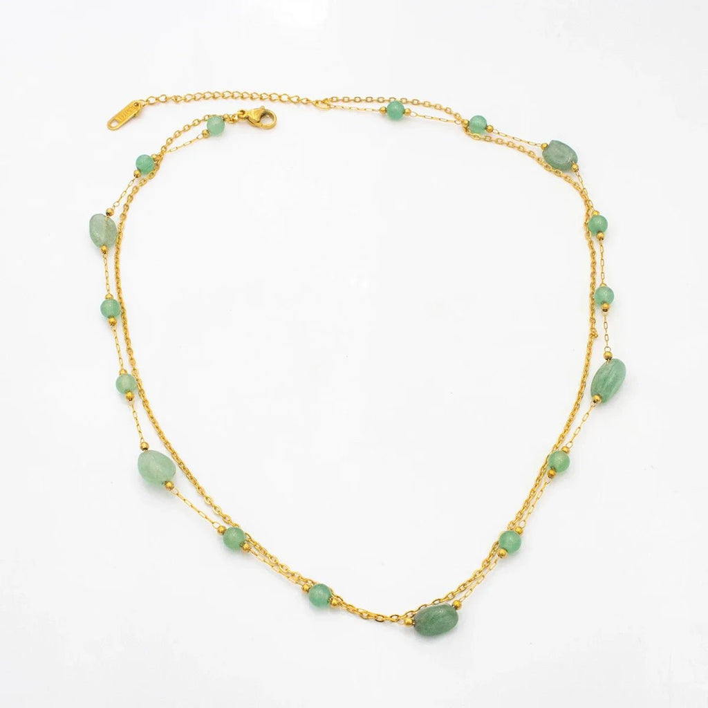 New Natural Stone Bilayer Necklaces, Stainless Steel Short Necklace Women, Luxury Jewelry Accessories Chain - Oreela
