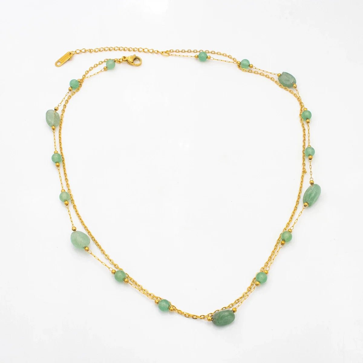 New Natural Stone Bilayer Necklaces, Stainless Steel Short Necklace Women, Luxury Jewelry Accessories Chain - Oreela