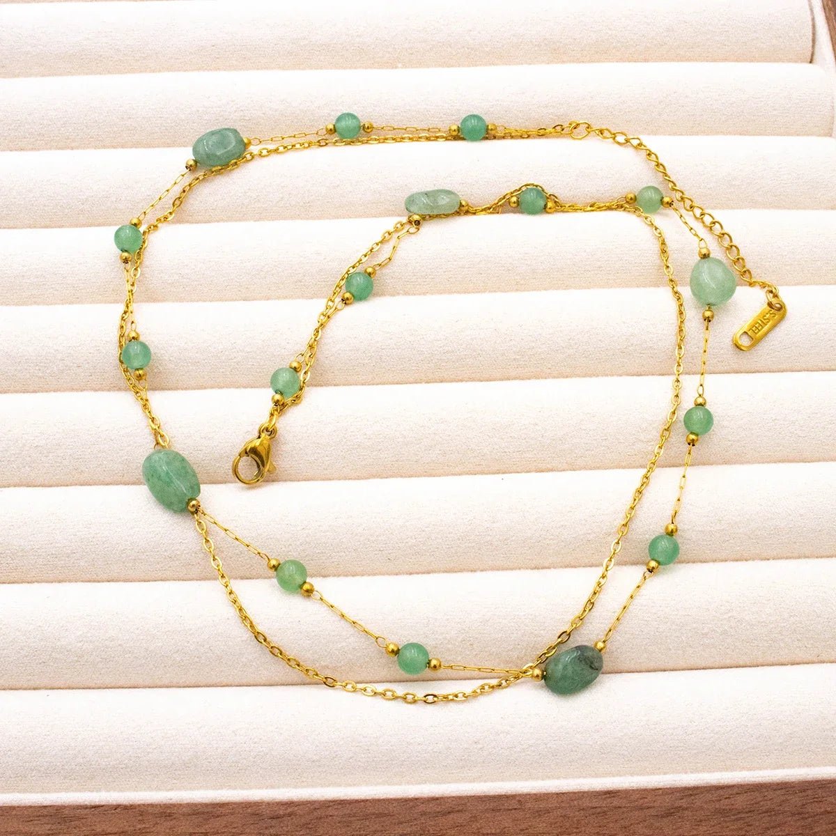 New Natural Stone Bilayer Necklaces, Stainless Steel Short Necklace Women, Luxury Jewelry Accessories Chain - Oreela
