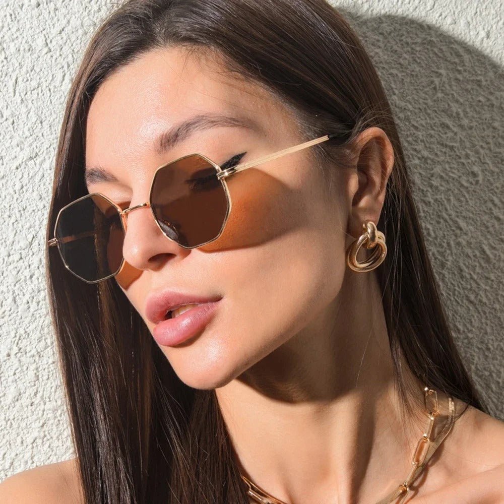 Octagonal Retro Sunglasses with UV Protection - Oreela