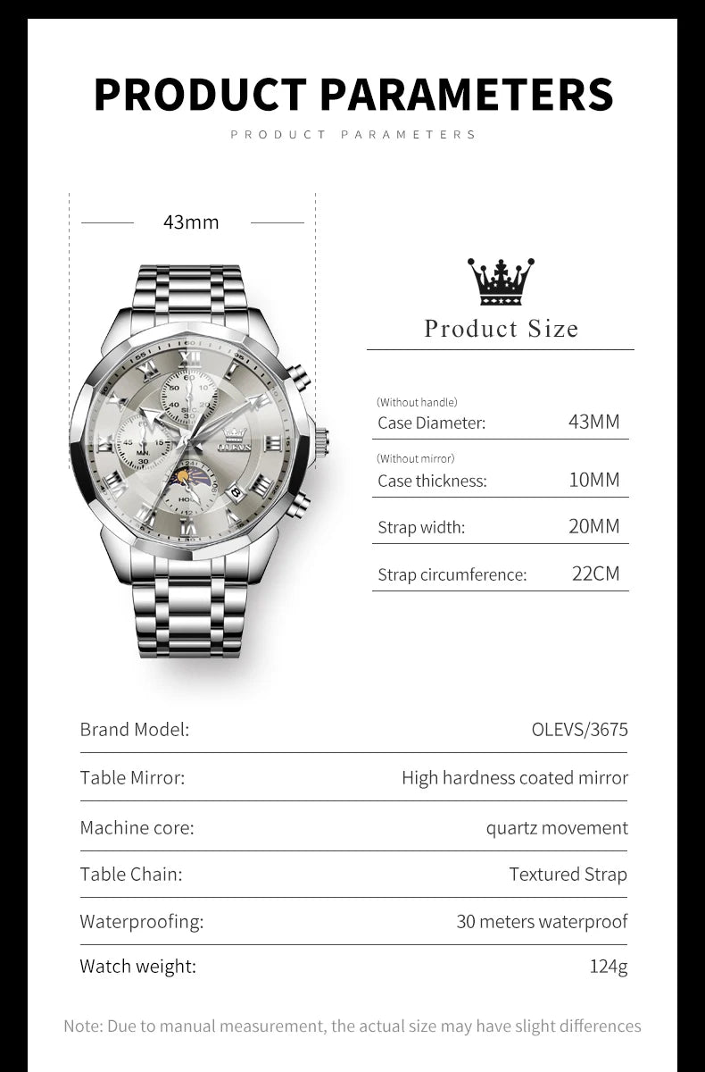 OLEVS Brand Original Men's Watch High end Quartz - Oreela