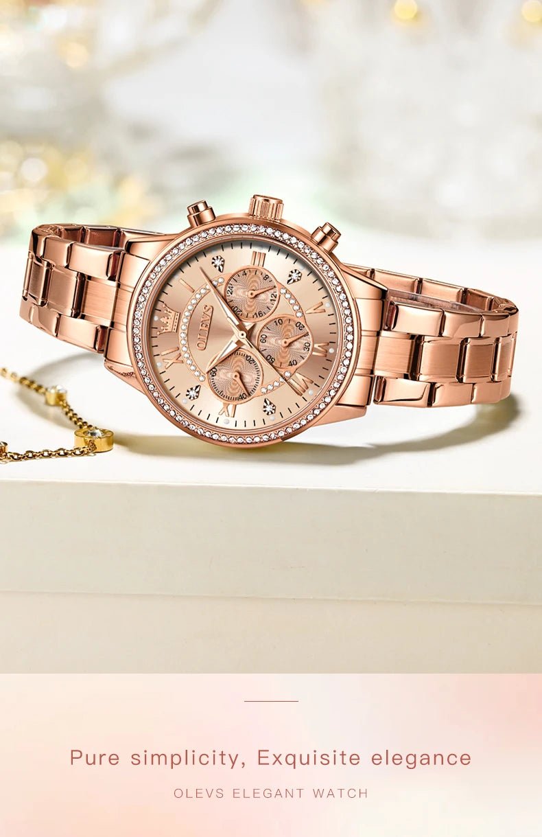 OLEVS Exclusive Women's Watch Elegant Rose Gold - Oreela