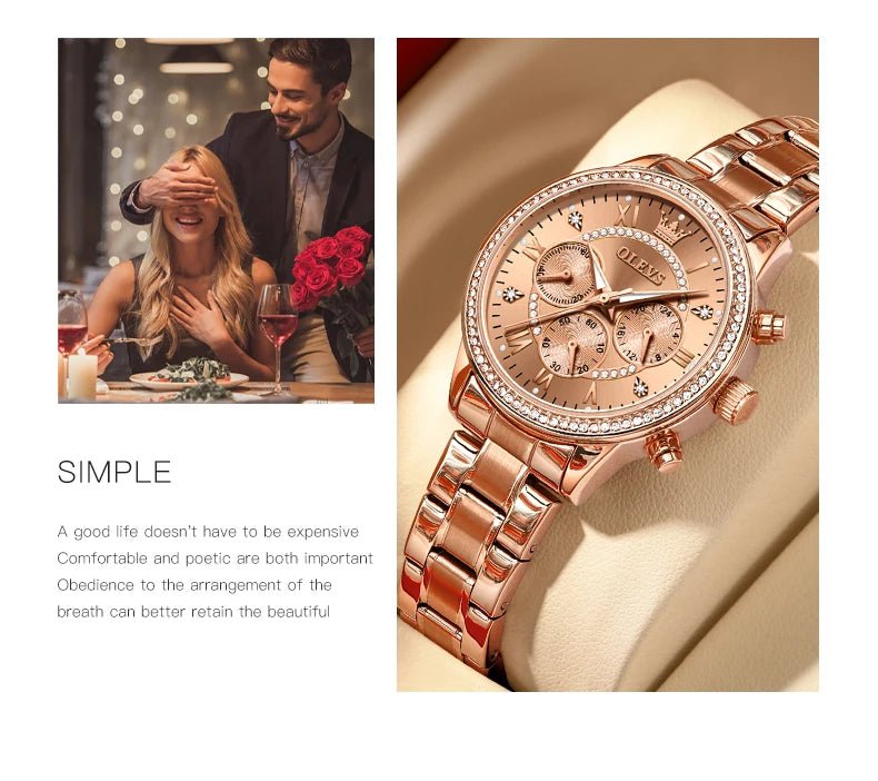 OLEVS Exclusive Women's Watch Elegant Rose Gold - Oreela