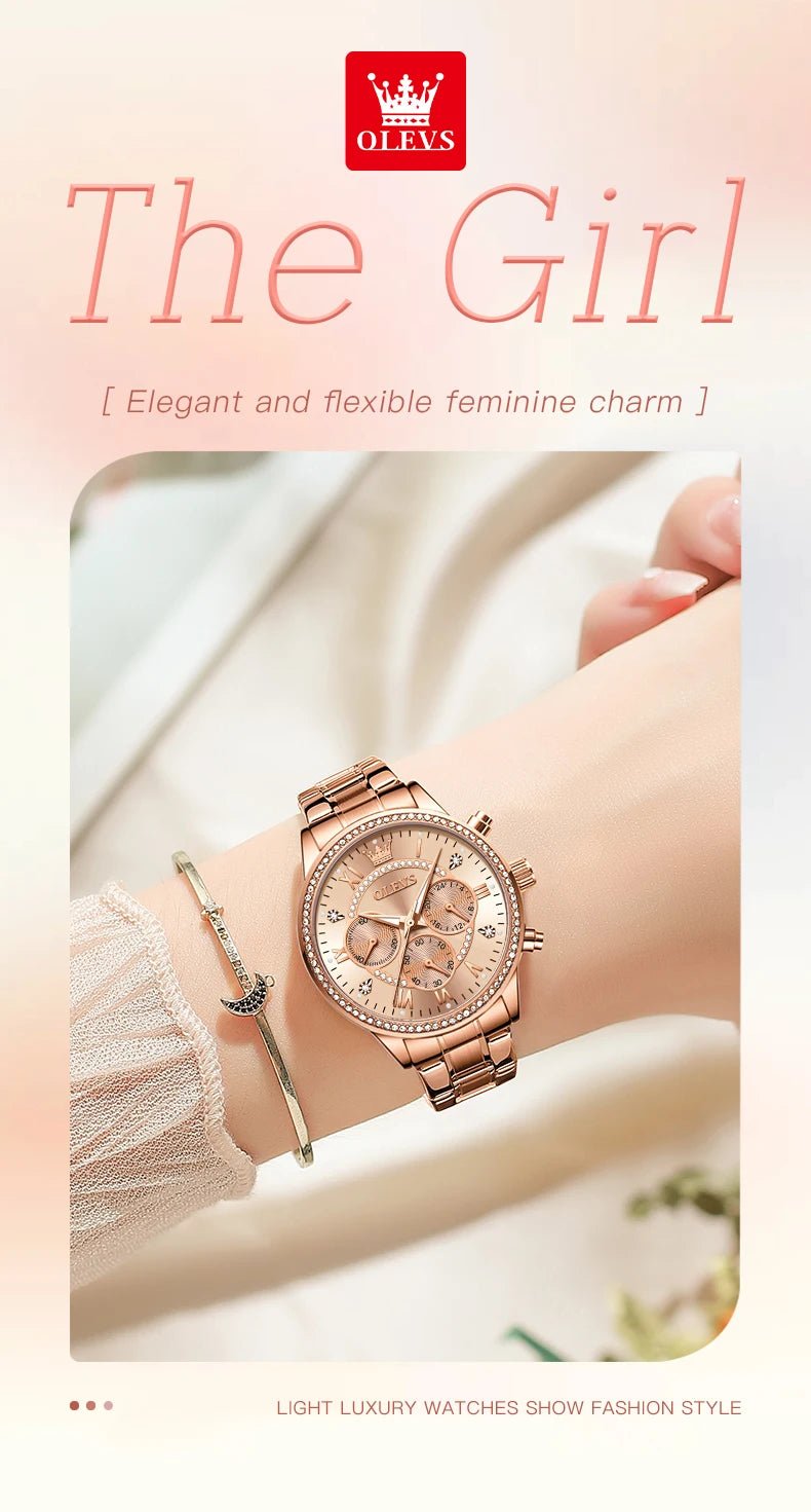 OLEVS Exclusive Women's Watch Elegant Rose Gold - Oreela