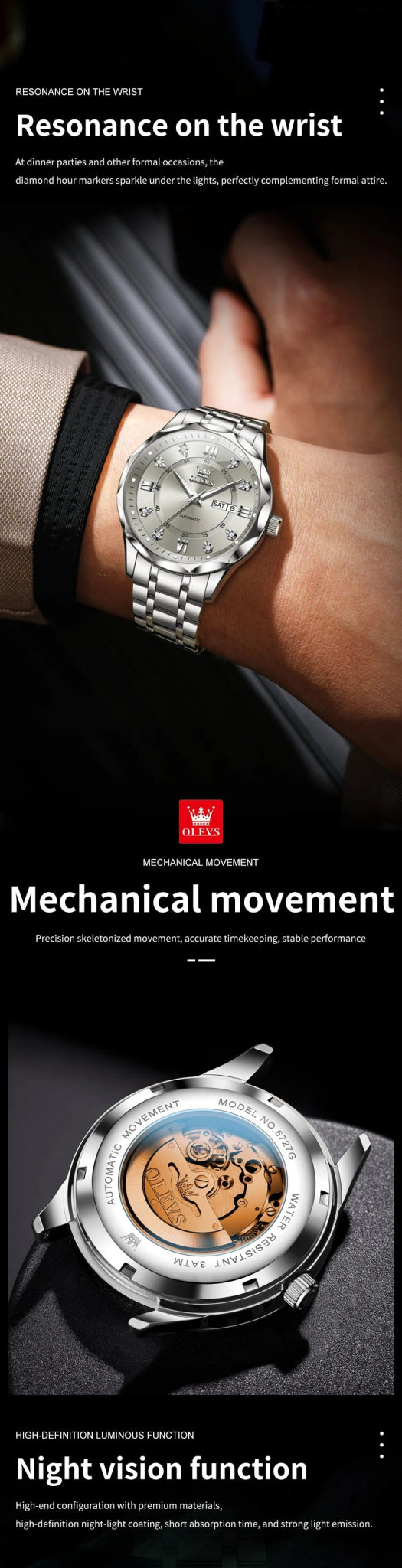OLEVS Men's Watch Business Fashion Original Automatic Mechanical - Oreela