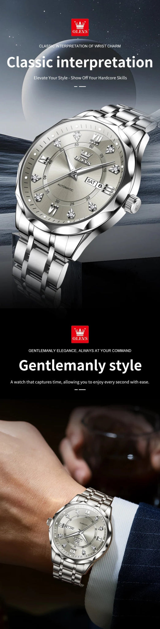 OLEVS Men's Watch Business Fashion Original Automatic Mechanical - Oreela