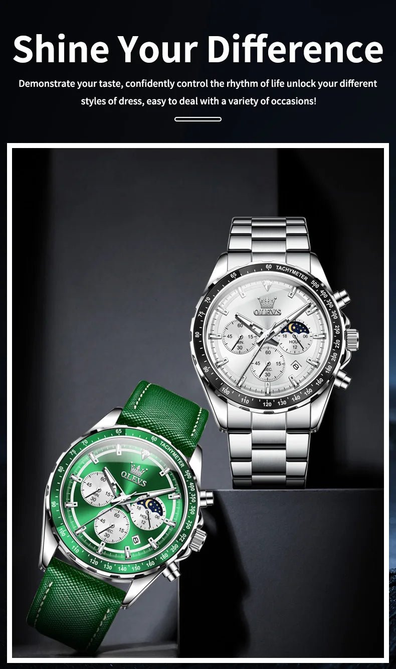 OLEVS Men's Watches Fashion Sports Green - Oreela