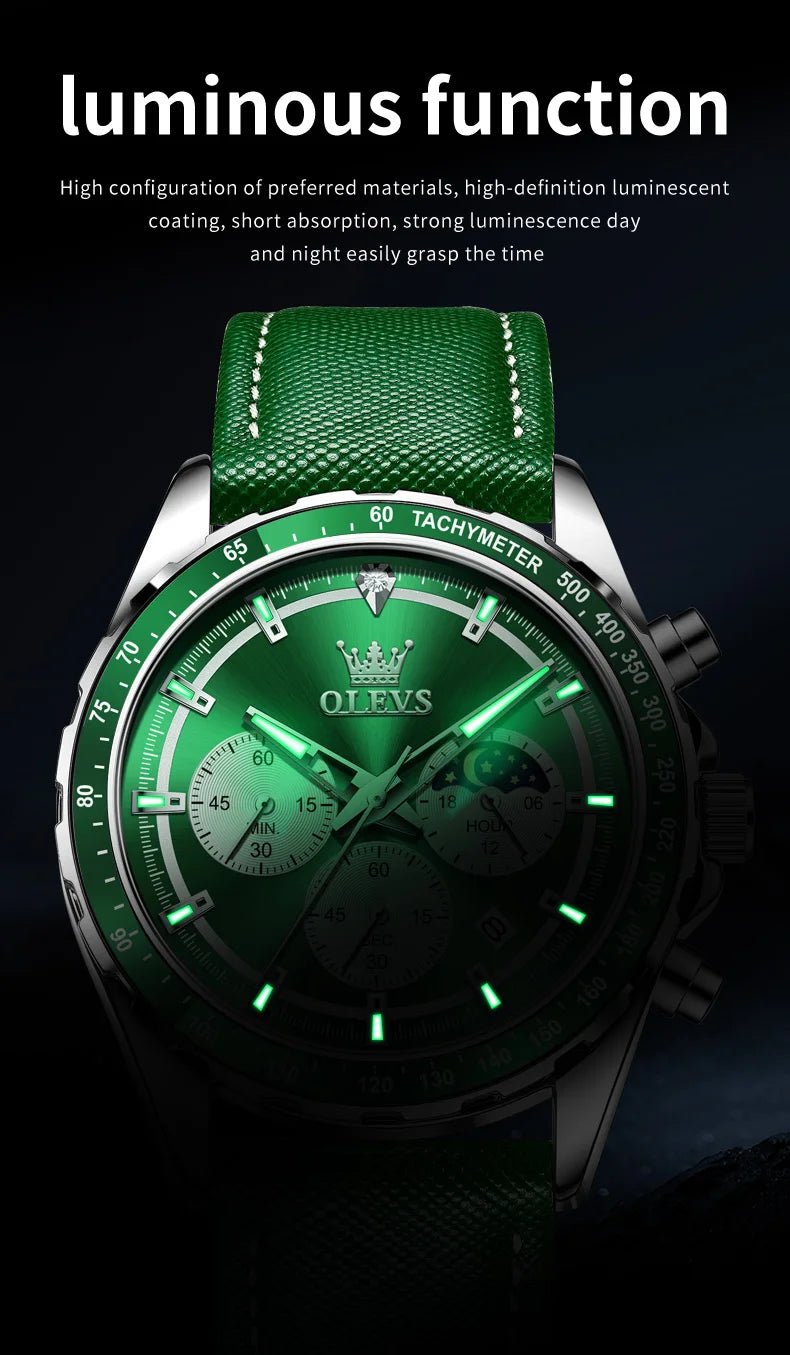 OLEVS Men's Watches Fashion Sports Green - Oreela
