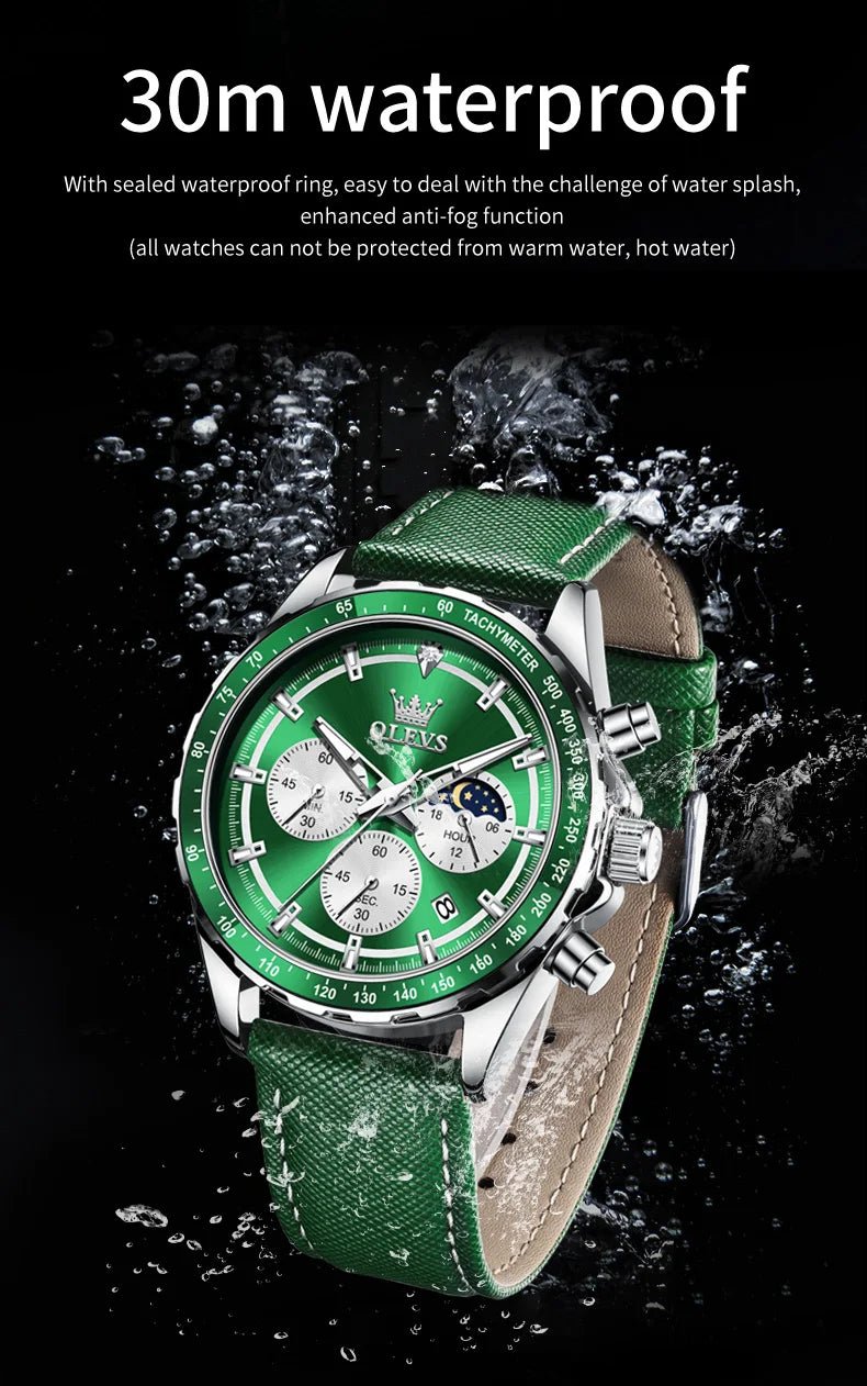 OLEVS Men's Watches Fashion Sports Green - Oreela
