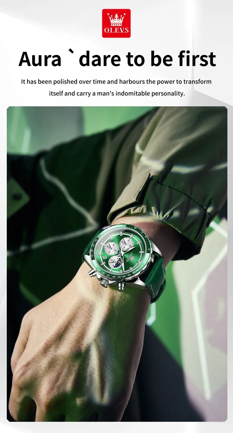 OLEVS Men's Watches Fashion Sports Green - Oreela