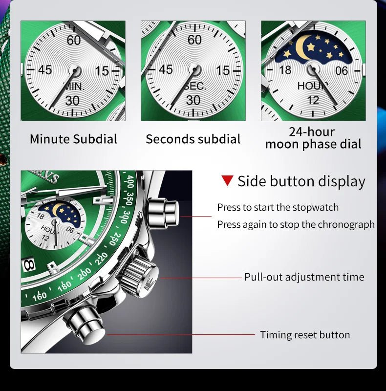 OLEVS Men's Watches Fashion Sports Green - Oreela