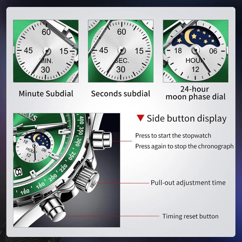 OLEVS Men's Watches Fashion Sports Green - Oreela
