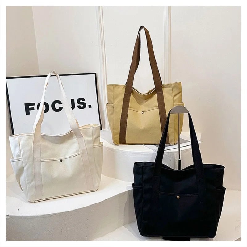 Preppy Style Shoulder Canvas Bag.Large Capacity - Oreela