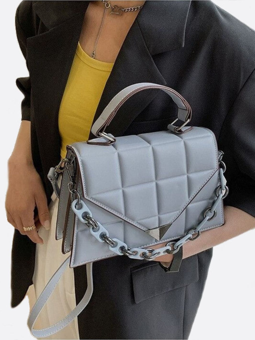 Quilted Vegan Leather Handbag - Oreela