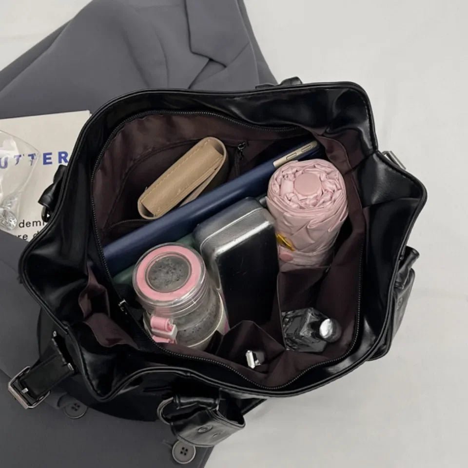 Retro Brand Roomy Shoulder Bag Female Luxury Solid Color Classic Crossbody Bag Large Capacity Style Soft PU Leather Tote Bag - Oreela