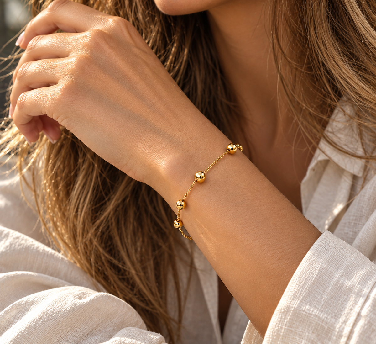 Golden Whisper Beaded Bracelet