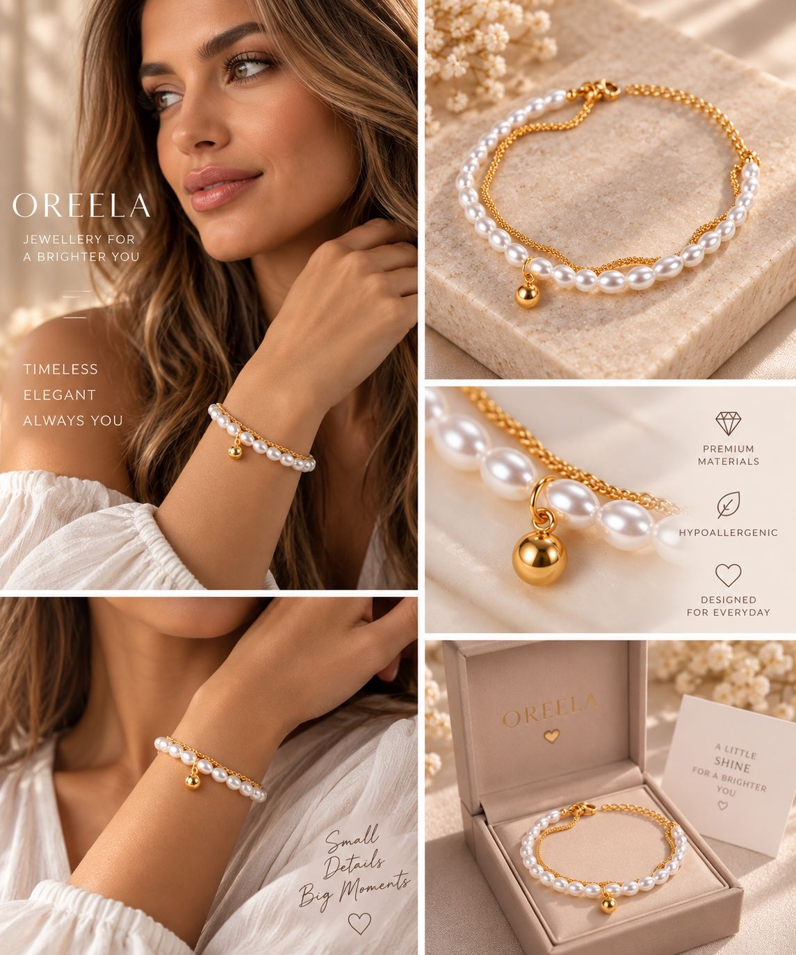 Gia Golden Pearl Layered Bracelet