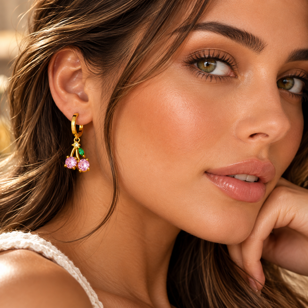 Pink Cherry Hoops