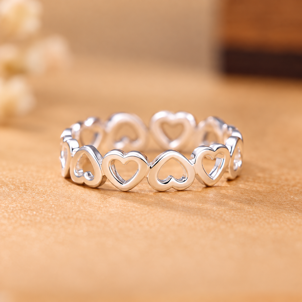 Silver Heart Eternity Ring