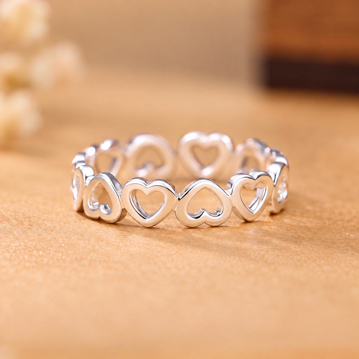 Silver Heart Eternity Ring