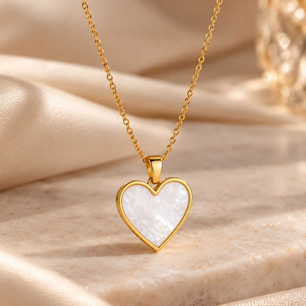 Golden Heart of Pearl Necklace
