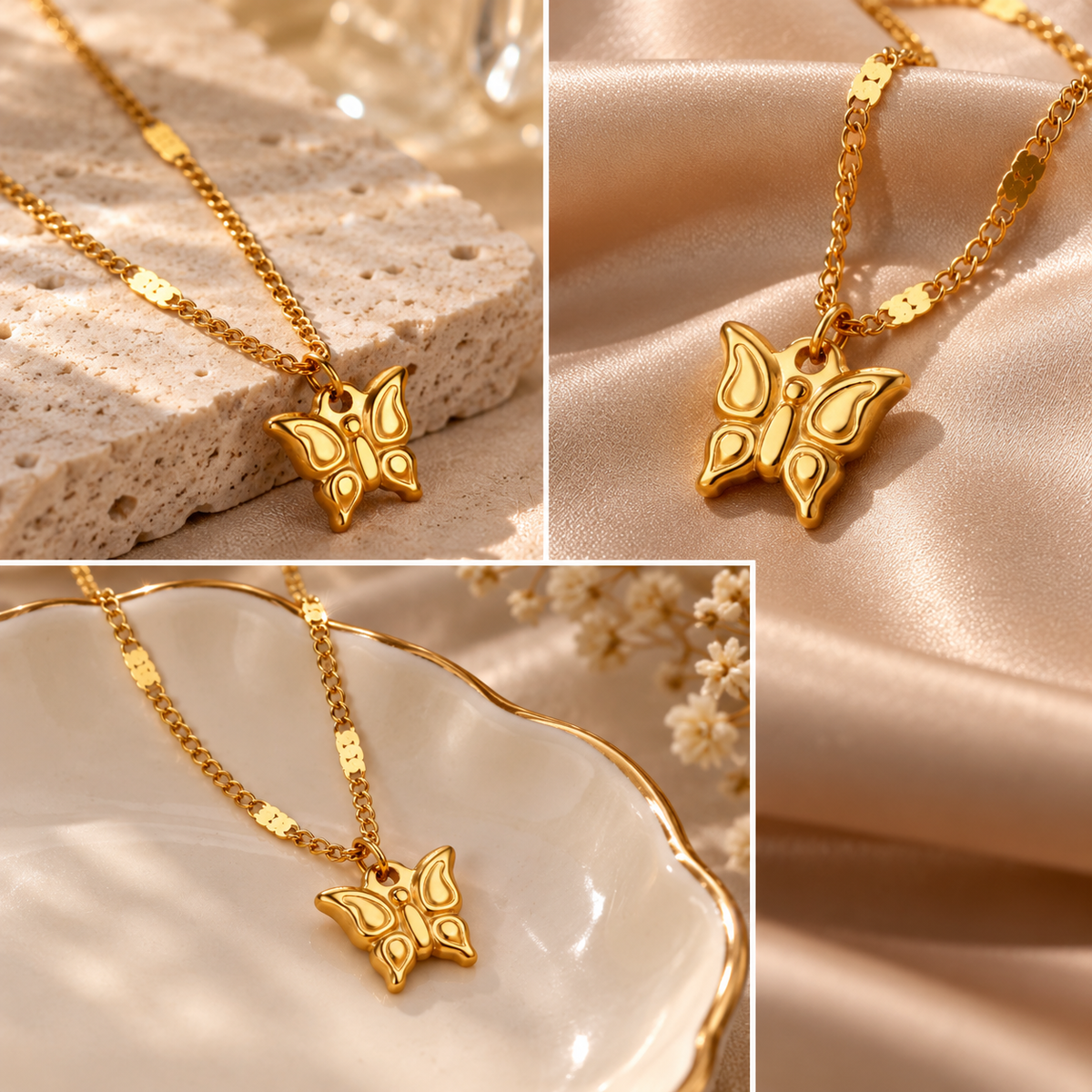 Golden Butterfly Charm Necklace