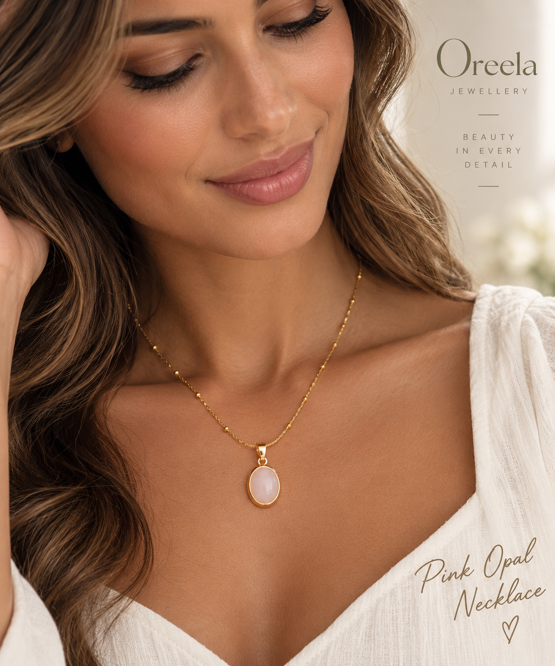Pink Opal Stone Necklace