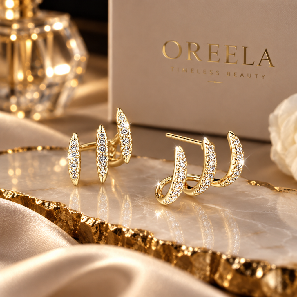 Triple Spark Crystal Ear Cuff Earrings
