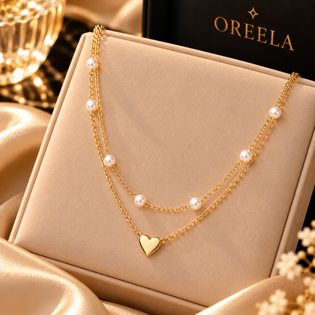 Pearl & Heart Jewellery Set