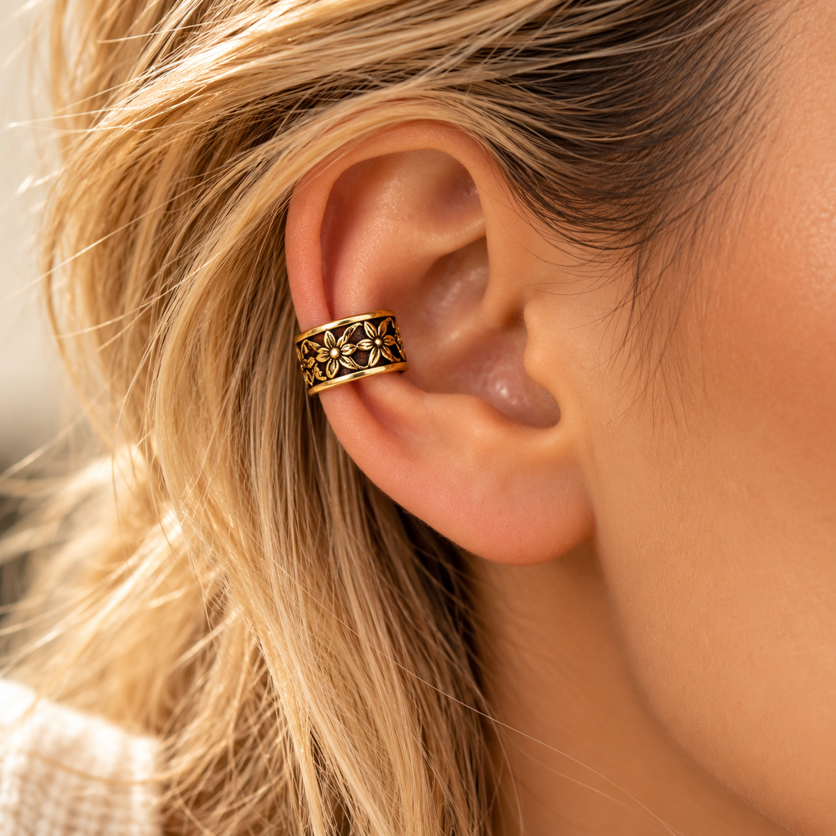 Golden Bloom Ear Cuffs