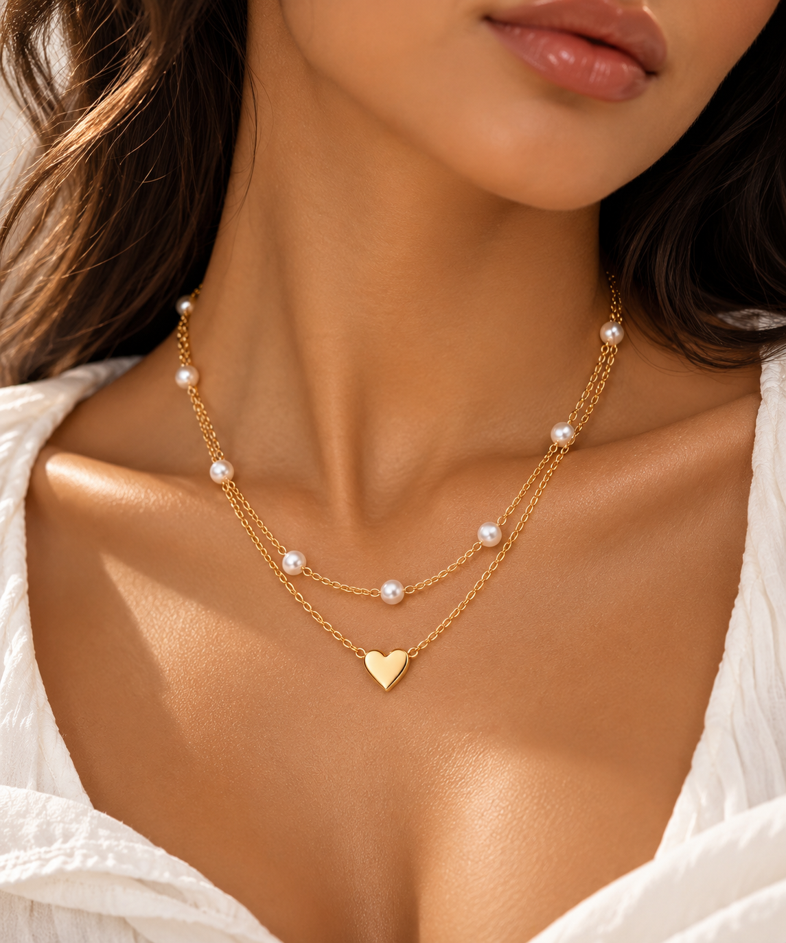 Pearl & Heart Jewellery Set