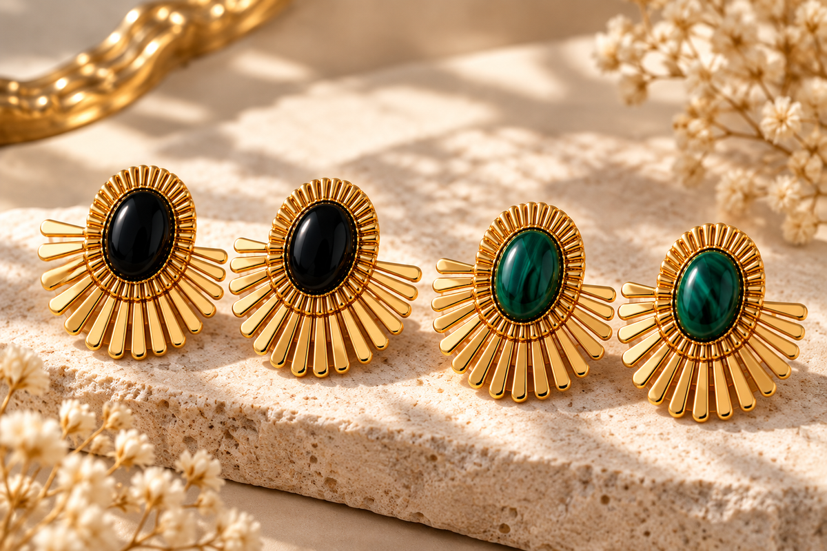 Mid Stone Sunflower Clip-on Earrings