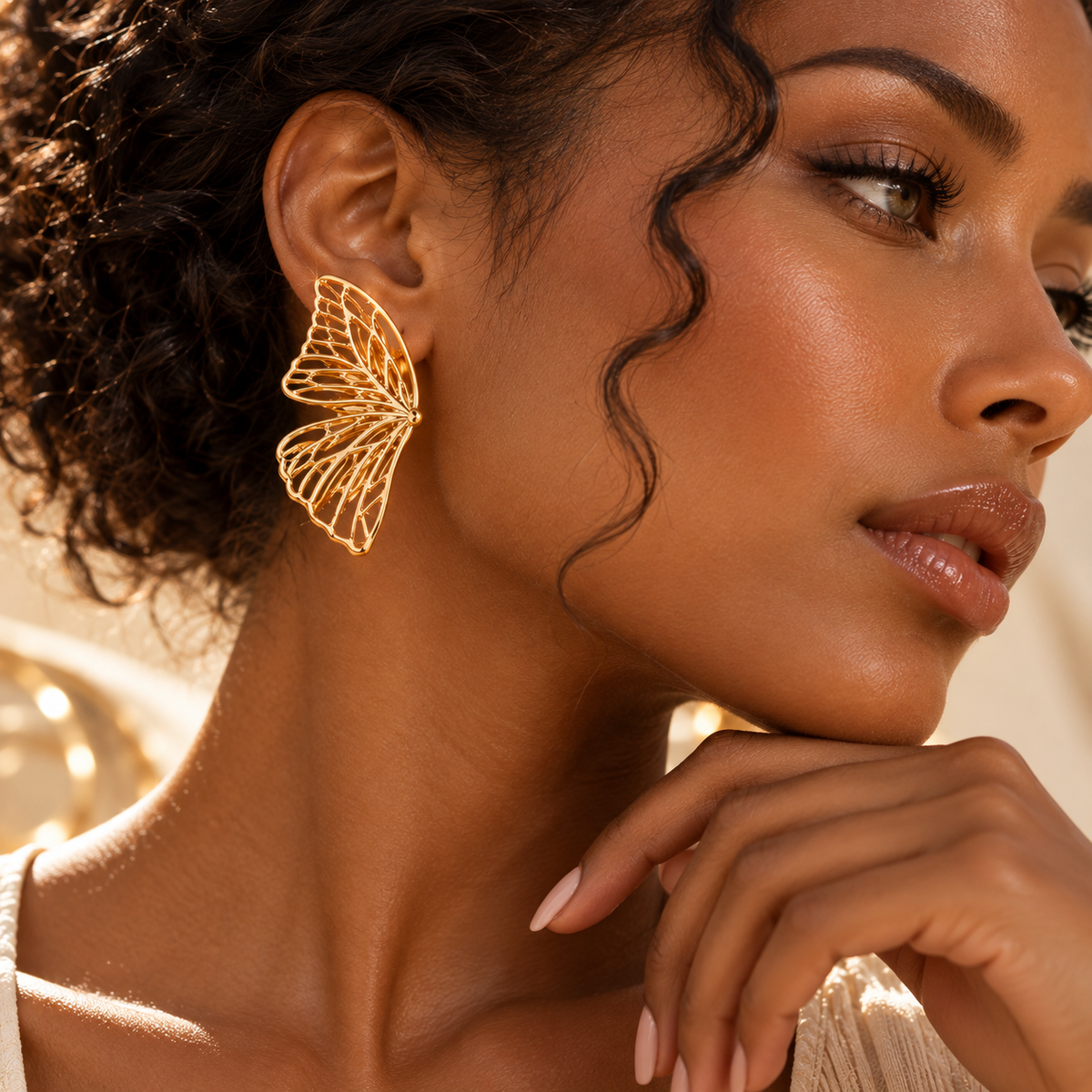 Golden Butterfly Wing Earrings
